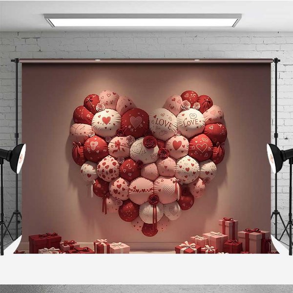 Aperturee Valentine's Day Pillow Heart Photography Backdrop Studio Background Romantic Decoration Professional Photo Booth Prop Sets