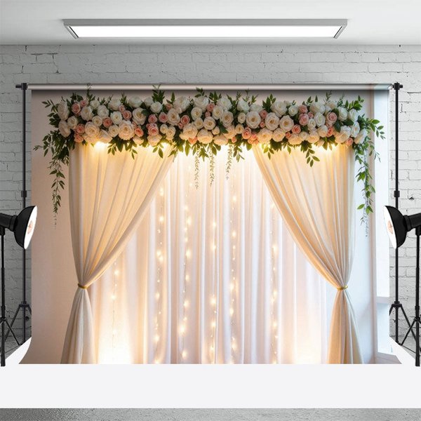 Aperturee Floral Fairy Window Accent Sweet Wedding Backdrop, 3X2FT(1MX0.6M), 14 USD, wedding backdrops, HFHD7K13-M