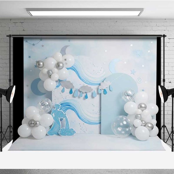 Aperturee Aquarius Zodiac Photography Backdrop Water Goddess and Blue Waves Birthday Studio Gear