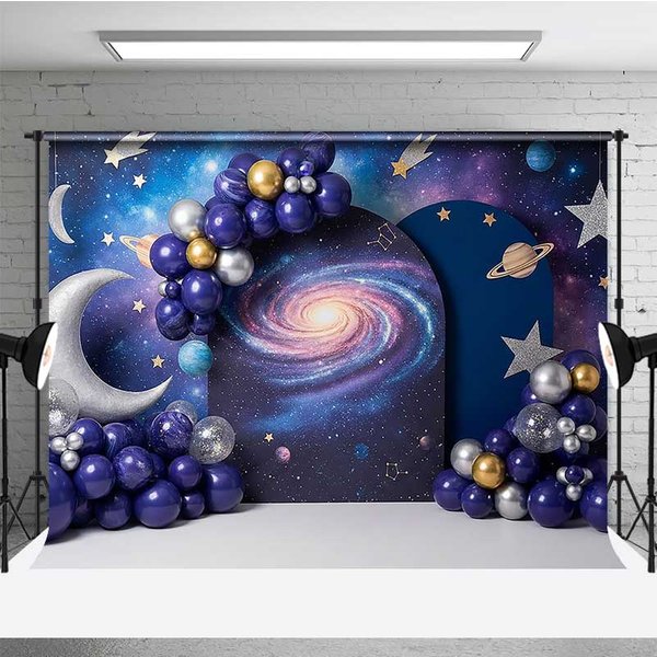 Aperturee Outer Space Galaxy Photography Backdrop, Cosmic Nebula and Planets Studio Background