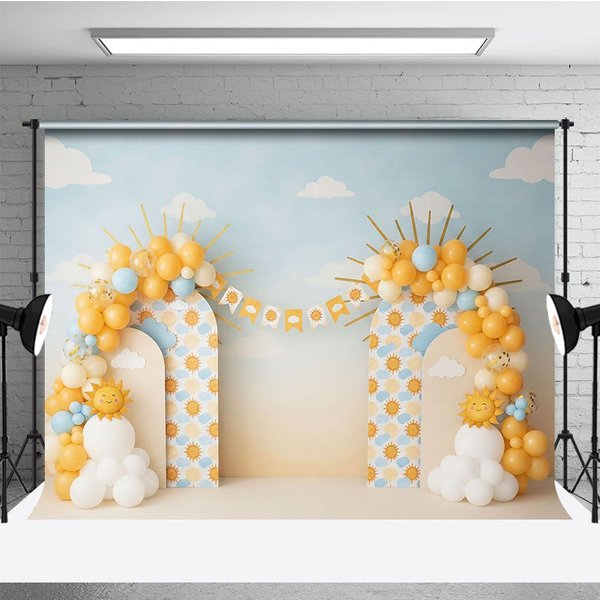 Aperturee You Are My Sunshine Birthday Backdrop, Blue Sky and Yellow Sun Professional Studio Background