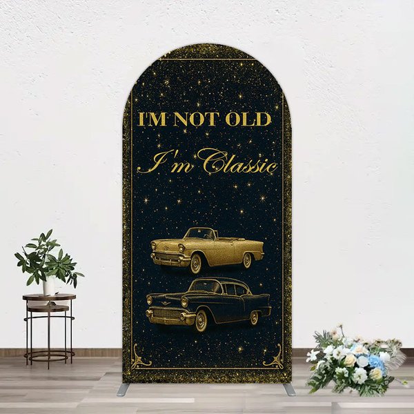 Aperturee Glitter Not Old But Classic Birthday Arch Backdrop, 1.6 x 4 ft (0.5 x 1.2 m), 98.18 USD, arch backdrop kit, JWGD5Q53-AJ