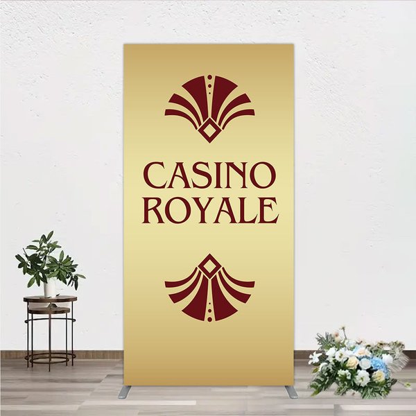 Aperturee Gold Casino Royale Inspired Rectangle Backdrop, James Bond 007 Themed Party Decor, Art Deco Adult Birthday, 1.6x4ft (50x120cm)
