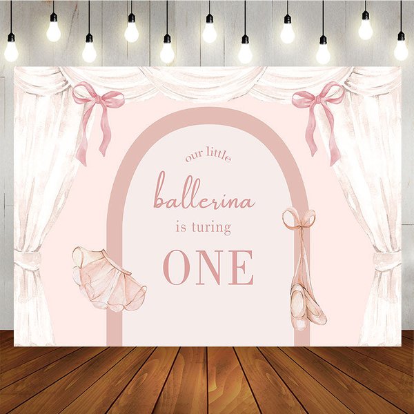Aperturee Watercolor Ballerina 1st Birthday Backdrop, Professional Pink Ballet Theme Photography Studio