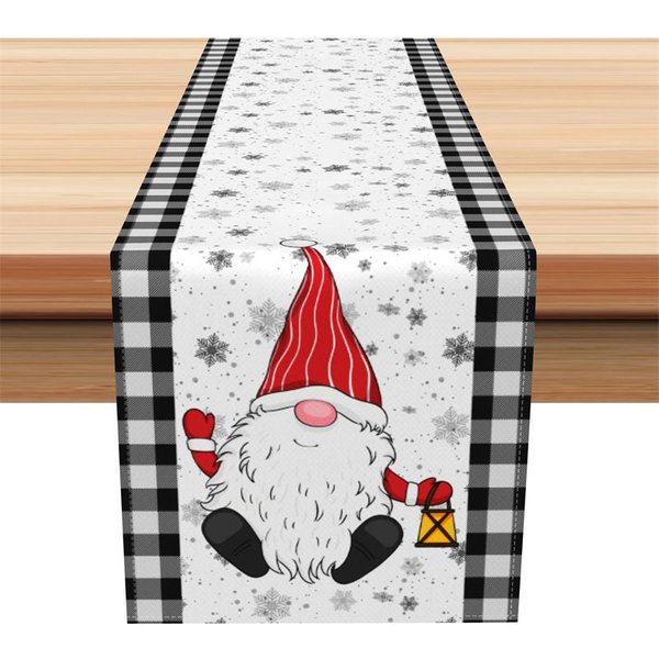 Aperturee Christmas Gnome Table Runner, Black and White Buffalo Plaid, Snowflake Holiday Farmhouse Table Decor