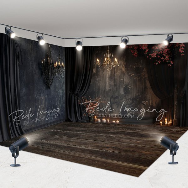 Aperturee Medieval Black Wall Candle Curtain Room Set Backdrop, 7 x 7 ft / 10 x 7 ft / 10 x 7 ft, 247.5 USD, room set backdrops
