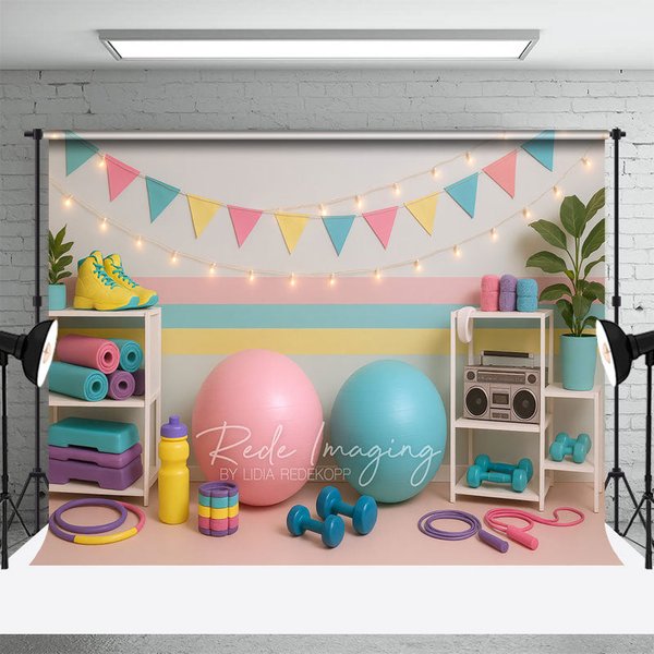 Aperturee Private Gym Setup Sweet Fresh Cake Smash Backdrop, 3X2FT(1MX0.6M), 14 USD, birthday cake smash backdrops, LRHD1L14-M