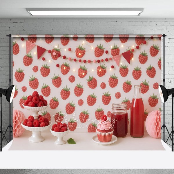 Aperturee Raspberry Dessert Cartoon Sweet Cake Smash Backdrop, 3X2FT(1MX0.6M), 14 USD, birthday cake smash backdrops, LRHD1L16-M