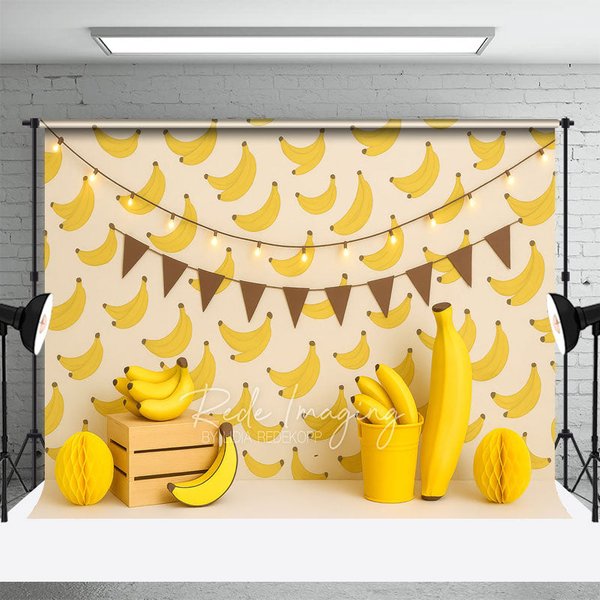 Aperturee Fresh Sweet Bananas Cartoon Cake Smash Backdrop, 3X2FT(1MX0.6M), 14 USD, birthday cake smash backdrops, LRHD1L18-M