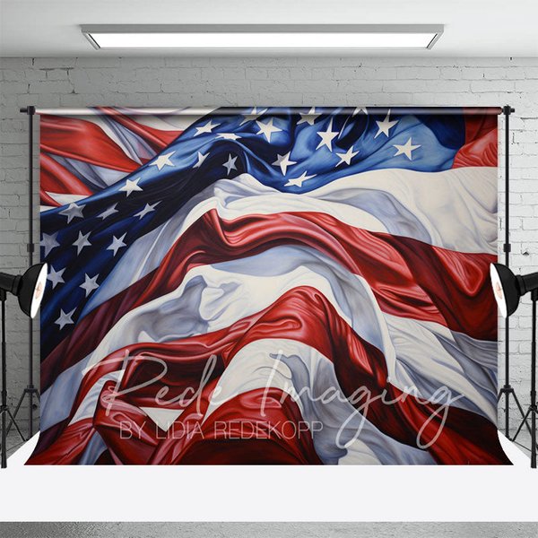 Aperturee Pleated American Flag Independence Day Photo Backdrop, 3X2FT(1MX0.6M), 14 USD, independence day backdrops, LRHD2K44-M