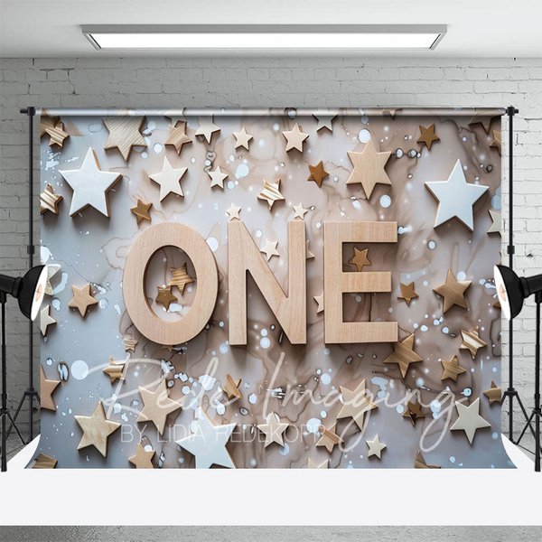 Aperturee Wooden Stars First Birthday Cake Smash Photo Backdrop, 3X2FT(1MX0.6M), 14 USD, birthday cake smash backdrops, LRHD2K51-M