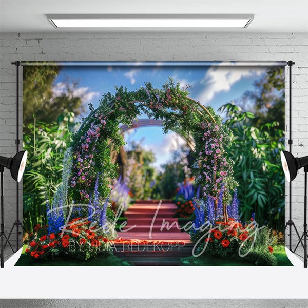 Aperturee Summer Plant Floral Arch Wedding Photography Backdrop, 3X2FT(1MX0.6M), 14 USD, wedding backdrops, LRHD2K56-M