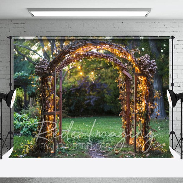 Aperturee Lighted Floral Arch Grassland Summer Photo Backdrop, 3X2FT(1MX0.6M), 14 USD, summer backdrops, LRHD2K59-M