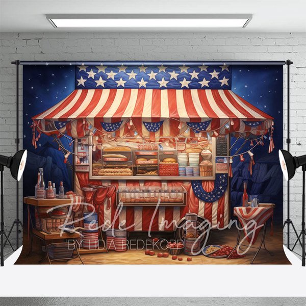 Aperturee Usa Flag Food Truck Independence Day Photo Backdrop, 3X2FT(1MX0.6M), 14 USD, independence day backdrops, LRHD2K66-M