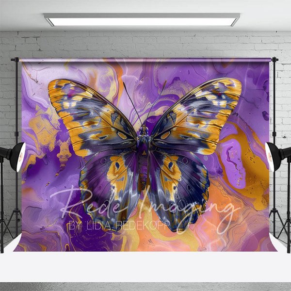 Aperturee Purple Gold Abstract Butterfly Fine Art Backdrop, 3X2FT(1MX0.6M), 14 USD, fine art backdrops, LRHD4K35-M