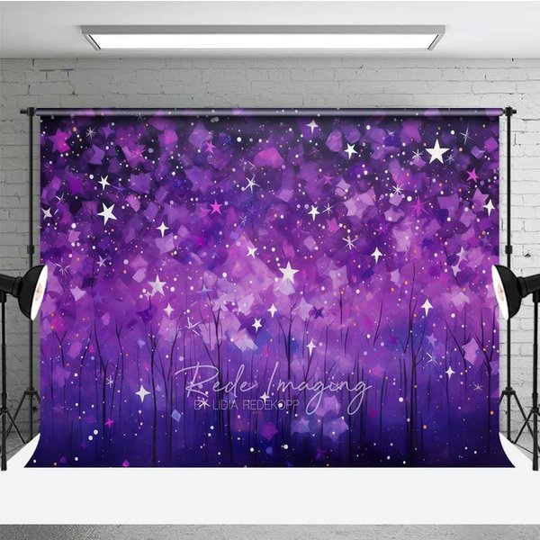 Aperturee Purple Starry Night Photography Backdrop Galaxy Theme Photo Background
