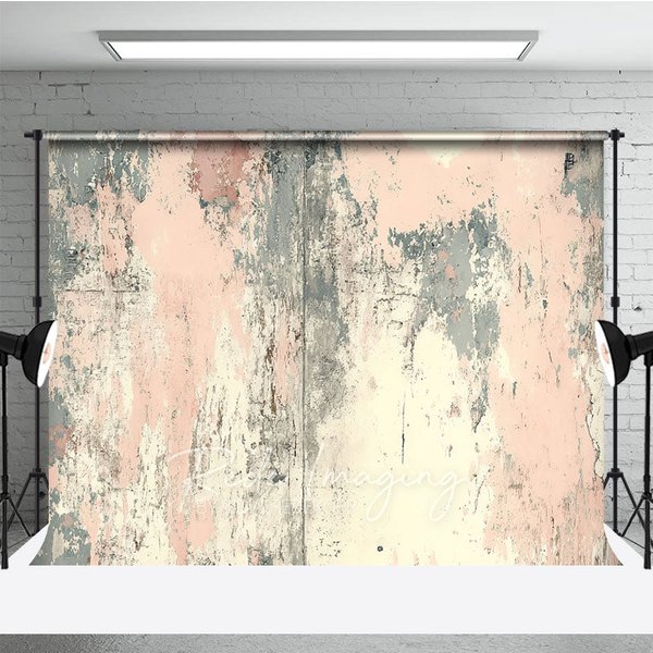 Aperturee Distressed Pink and Grey Retro Wall Backdrop, Abstract Peeling Paint Photography Background Professional