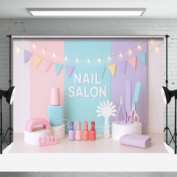 Aperturee Fresh Color Nail Salon Photo Cake Smash Backdrop, 3X2FT(1MX0.6M), 14 USD, birthday cake smash backdrops, LRHD8K73-M