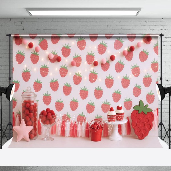 Aperturee Strawberry Wall Lights Sweet Cake Smash Backdrop, 3X2FT(1MX0.6M), 14 USD, birthday cake smash backdrops, LRHD8K91-M