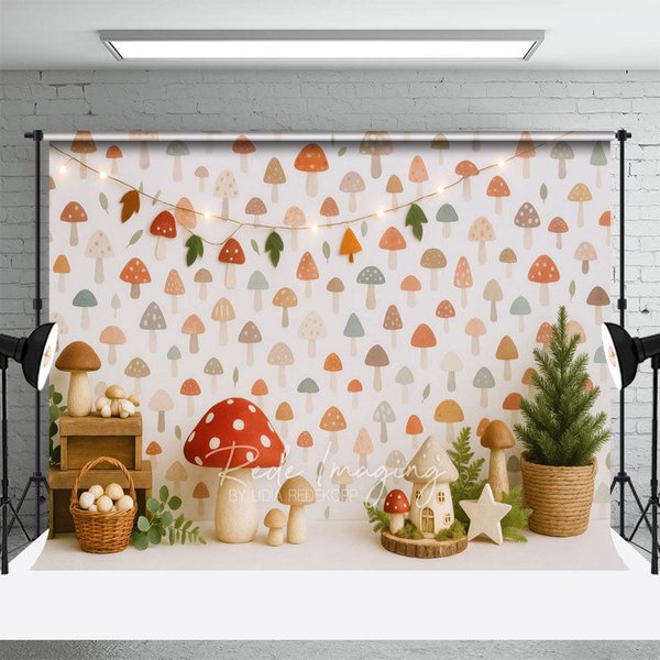 Aperturee Forest Mushroom World Plants Cake Smash Backdrop, 3X2FT(1MX0.6M), 14 USD, birthday cake smash backdrops, LRHD9K00-M
