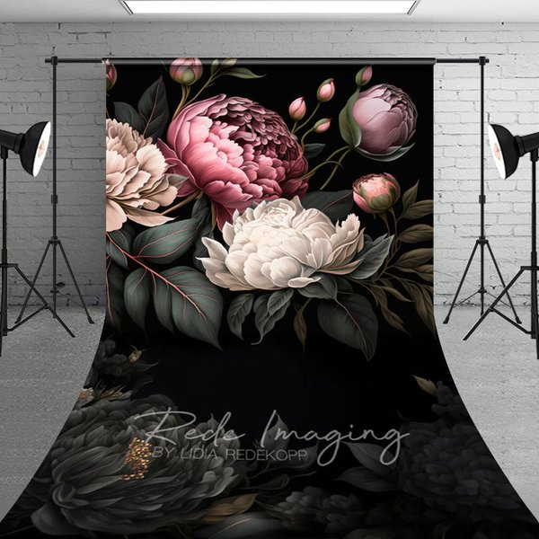 Aperturee Green Leaves Pink White Spring Florals Sweep Backdrop, 5 x 7 ft (1.5 x 2.1 m), 42 USD, sweep backdrops, LRSD2K18-D
