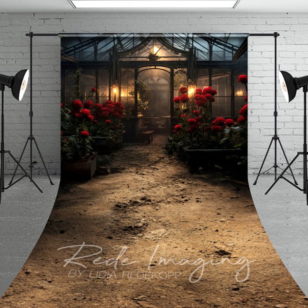 Aperturee Red Rose Dark Lovely Greenhouse Window Sweep Backdrop, 5 x 7 ft (1.5 x 2.1 m), 42 USD, sweep backdrops, LRSD2K70-D