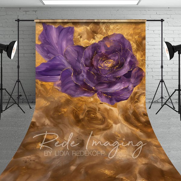 Aperturee Gold Purple Abstract Floral Sweep Photo Backdrop, 5 x 7 ft (1.5 x 2.1 m), 42 USD, sweep backdrops, LRSD3K80-D