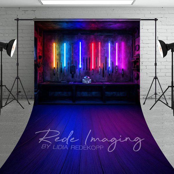 Aperturee Dark Room Lightsabers Science Fiction Sweep Backdrop, 5 x 7 ft (1.5 x 2.1 m), 42 USD, sweep backdrops, LRSD4K69-D