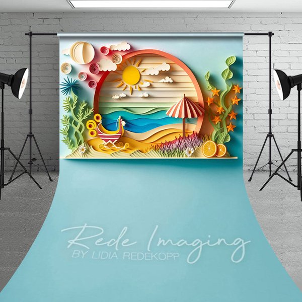 Aperturee Colorful Summer Fun Seaside Scenery Sweep Backdrop, 5 x 7 ft (1.5 x 2.1 m), 42 USD, sweep backdrops, LRSD5K06-D
