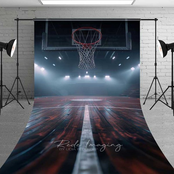 Aperturee Basketball Court Floor Hoop Sweep Photography Backdrop, Sports Arena Perspective Studio Prop