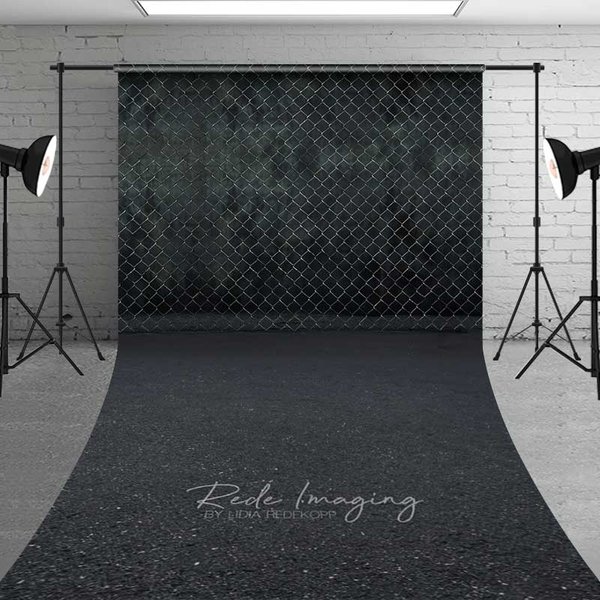 Aperturee Chain Link Fence Street Sweep Photography Backdrop, Industrial Texture Studio Photography Background