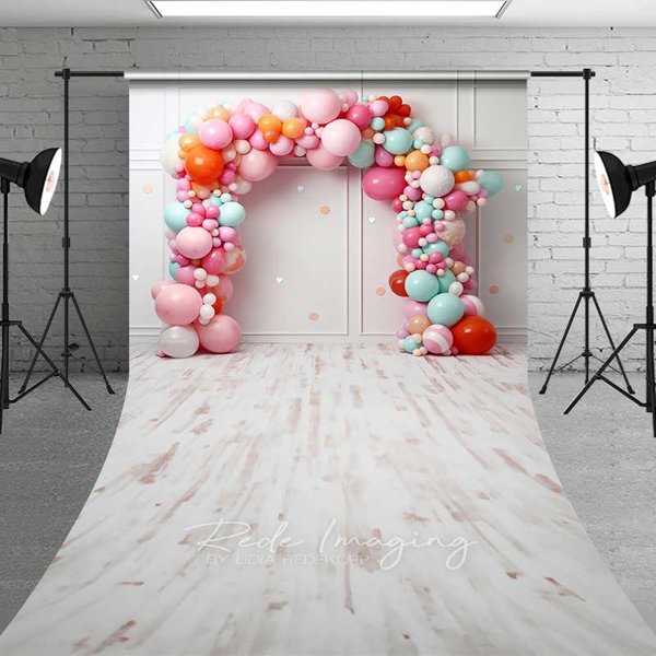 Aperturee Colorful Balloon Arch Sweep Photo Backdrop Studio Background