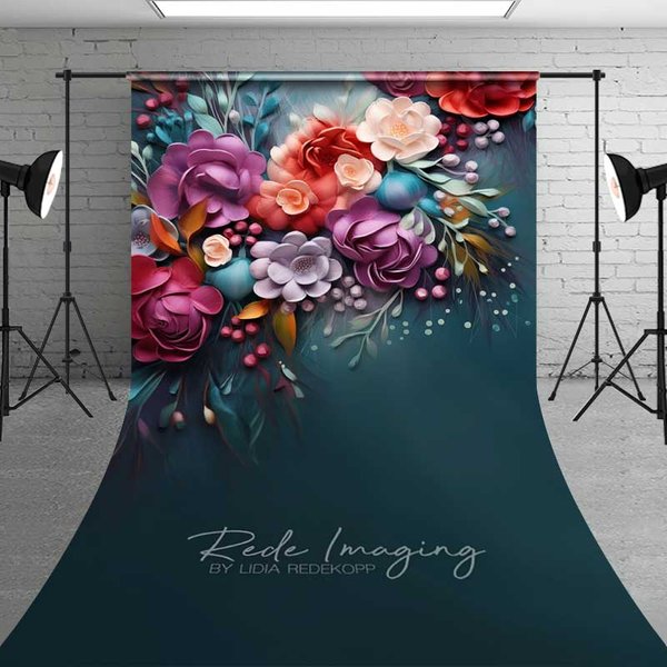 Aperturee Colorful 3D Floral Sweep Photo Backdrop Floral Theme Photo Background