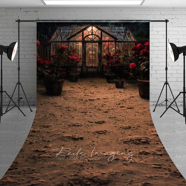 Aperturee Vintage Greenhouse Rose Sweep Photo Backdrop Floral Theme Photo Background