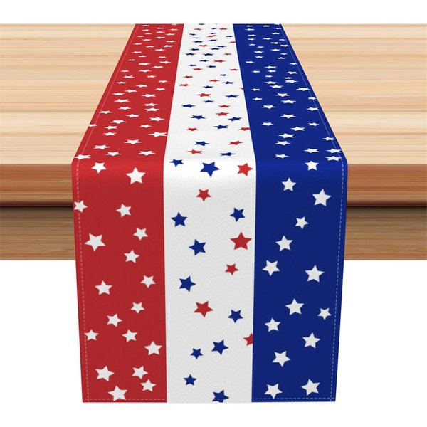 Aperturee Patriotic Table Runner, Red White and Blue Stars Stripes, 4th of July Memorial Day Table Decor