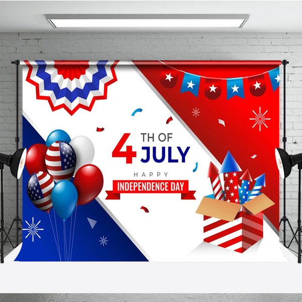 Aperturee Usa Flag Balloons Rocket Independence Day Backdrop, 3X2FT(1MX0.6M), 14 USD, independence day backdrops, NYHD11317055-M