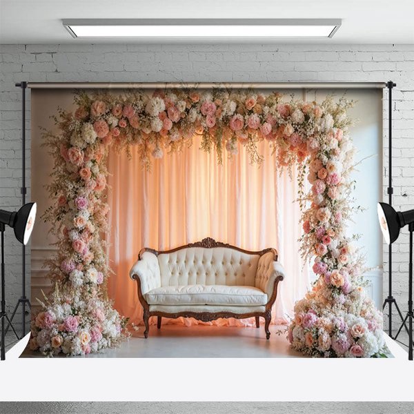 Aperturee Pink Flower Arch Sweet Wedding Photography Backdrop, 3X2FT(1MX0.6M), 14 USD, wedding backdrops, NYHD11429979-M