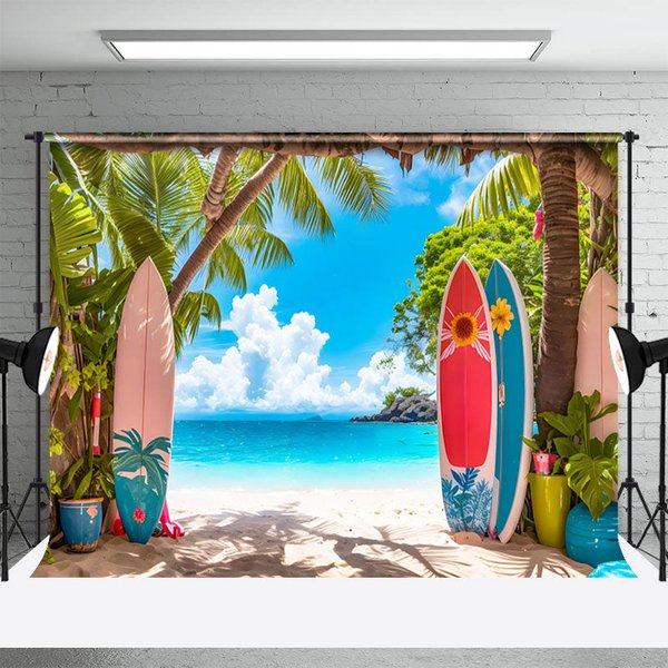 Aperturee Hot Summer Hawaii Beach Surfboard Holiday Backdrop, 3X2FT(1MX0.6M), 14 USD, summer backdrops, NYHD11430127-M