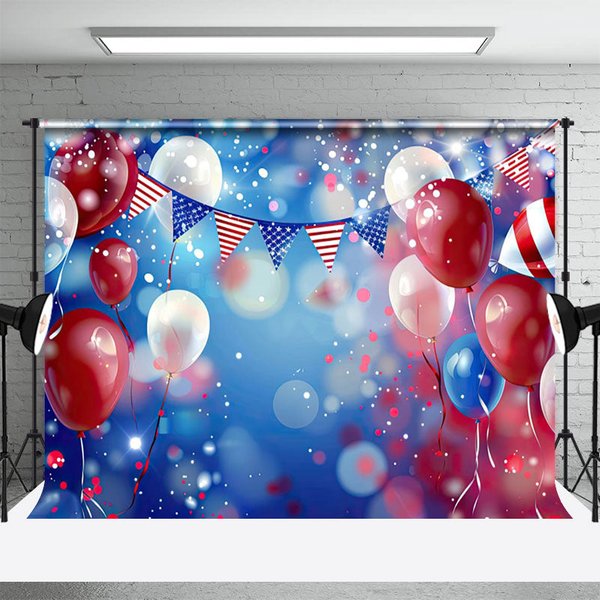 Aperturee USA Flags Balloon Bokeh Vibe Photography Backdrop, 3X2FT(1MX0.6M), 14 USD, independence day backdrops, NYHD11430471-M