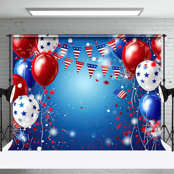 Aperturee Celebrate Holiday With USA Flag Balloons Backdrop, 3X2FT(1MX0.6M), 14 USD, independence day backdrops, NYHD11430474-M