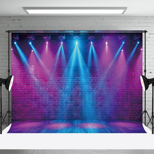 Aperturee Blue Pink Spotlight Stage Brick Photography Backdrop, 3X2FT(1MX0.6M), 14 USD, stage backdrops, NYHD12808092-M