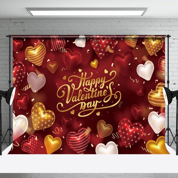 Aperturee Valentine Gold White Hearts Romantic Red Backdrop | Diy Valentine Photo Backdrop | Valentine Photo Backdrop | Happy Valentines Day Banner