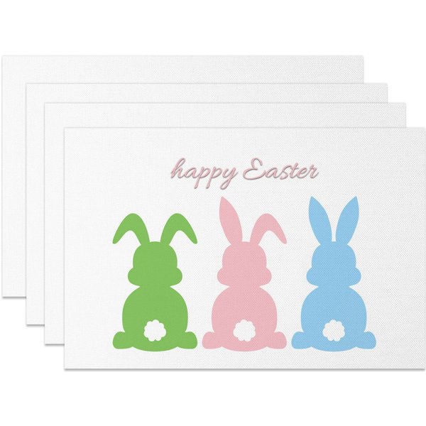 Aperturee Colorful Cute Bunny Happy Easter Set Of 4 Placemats, 14x12 Inch, 15.8 USD, NYJY00404-S, placemats