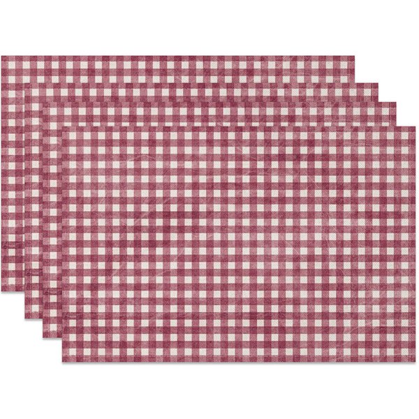 Aperturee Vintage Claret White Plaid Dining Set of 4 Placemats, 14x12 Inch, 15.8 USD, placemats, NYJY00464-S