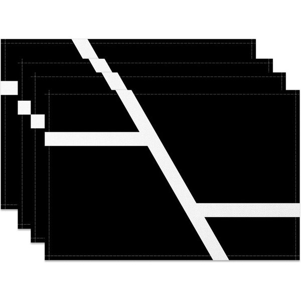 Aperturee Modern Black White Spliced Pattern Set Of 4 Placemats, 14x12 Inch, 15.8 USD, placemats, NYJY00518-S