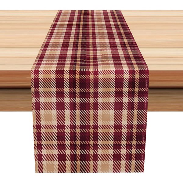 Aperturee Simple Red and Brown Plaid Table Runner, Classic Tartan Design for Dining, Rustic Farmhouse Kitchen Decor, 12