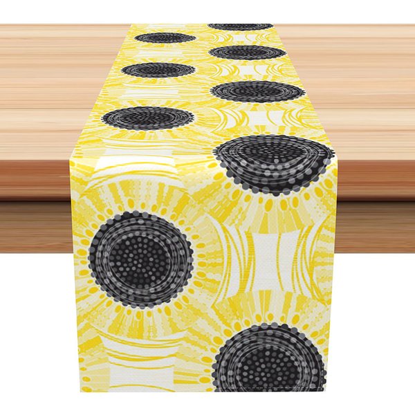 Aperturee Abstract Sunflower Modern Dining Table Runner, Yellow Floral with a Minimalist Vibe, Summer Farmhouse Kitchen, 12