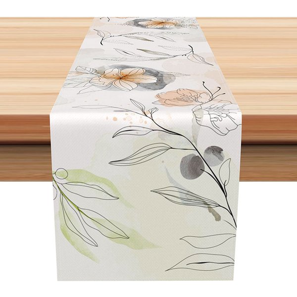 Aperturee Summer Fruit Tree and Floral Table Runner, Lovely Lemon and Orange Grove, Fresh Mediterranean Kitchen Decor, 12