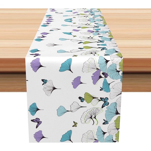 Aperturee Autumn Ginkgo Leaves Table Runner in Various Colors, Modern Botanical Design, Fall Themed Kitchen Dining Decor, 12