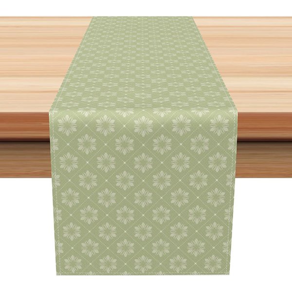 Aperturee Boho Farmhouse Table Runner in Sage Green Plaid and Floral, for Spring and Cottage Style Kitchen, 12x72in (WxH), 15.52 USD, table runners,